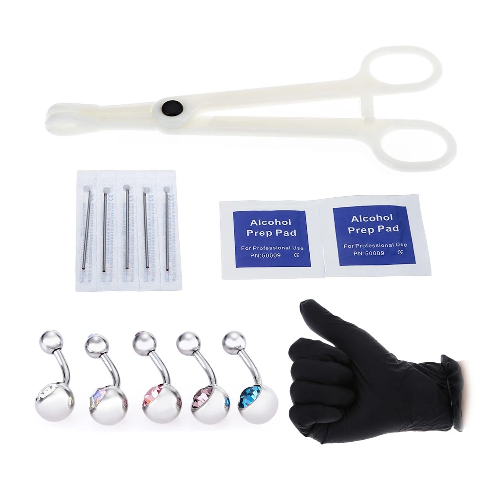 High Quality Body Piercing Tool Kit Ear Nose Navel Ring Puncture Forcep