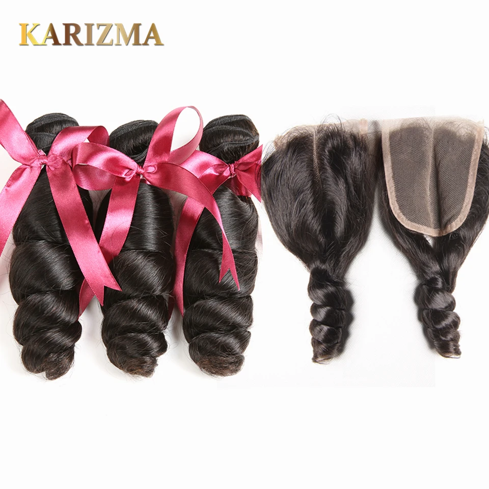 

Karizma Peruvian Loose Wave Bundles With Closure Karizma Human Hair Weave Peruvian Hair Bundles With Lace Closure Non Remy Hair