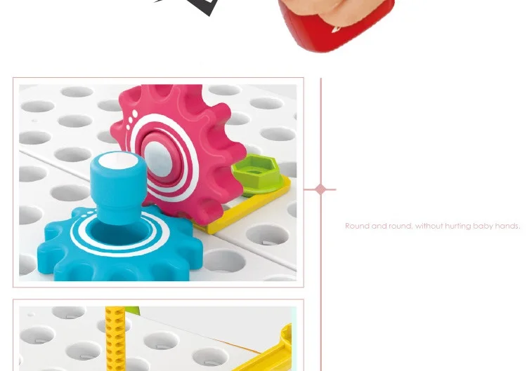 Placa de Peg para Crianças Blocos de Engrenagens Brinquedos Broca Construção Brinquedo Cogumelo Prego Botão Arte 2in1 Kit Haste Menino Dom Educacional 13 Blocos de parafusar