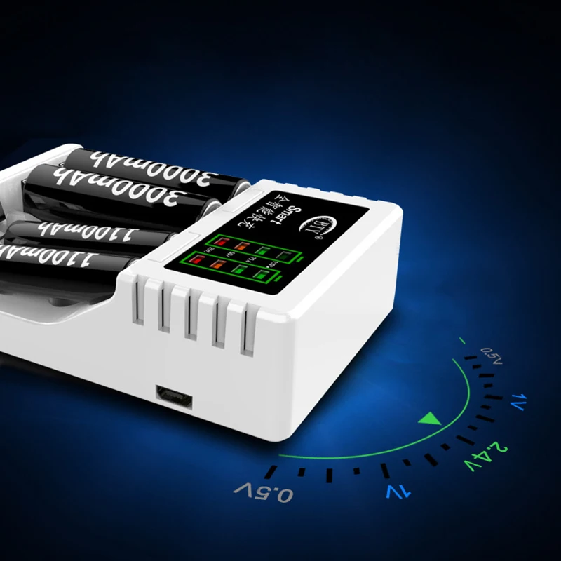 50 [cs/lot 4 слота светодиодный дисплей питания USB умное зарядное устройство для AA AAA 5