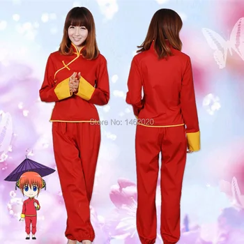 

Silver Soul Gintama Kagura cosplay costume red Performance Wear two-piece set (top + pants )
