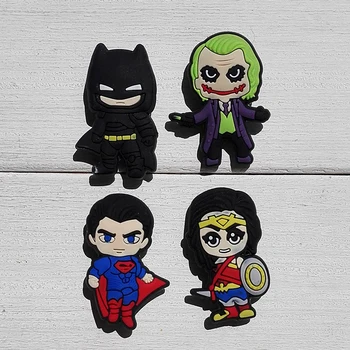 

4PCS Batman vs Superman PVC Shoe Charms Ornaments for Wristbands Croc Decoractions for Shoe Bracelets with holes Kids Favors