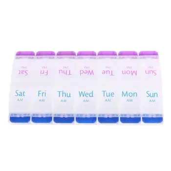 

1PC Pill Box Easy Open 14 Slot AM PM 7 Day Medication Case Organiser Dispenser