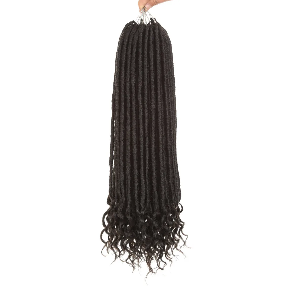 Золотой красота искусственные локоны в стиле Crochet Вьющиеся Волосы конец черный Омбре коричневый мягкий Синтетический Наращивание волос 20 дюймов богиня Locs волос - Цвет: # 1B