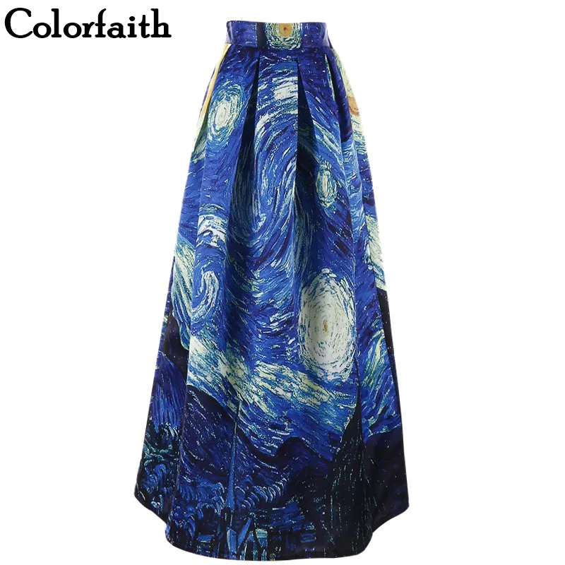 1461 40 De Réductionfemmes Maxi Jupes Van Gogh Ciel étoilé Peinture à Lhuile 3d Impression Numérique Taille Haute Jupe Rockabilly Tutu Rétro Jupe