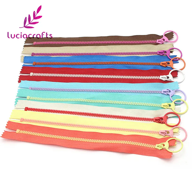 

Lucia crafts 2pcs 15cm/20cm/30cm Close-End Resin Zippers Pull Ring Zipper Head DIY Sewing Handwork Bag Garment Accessory J0309