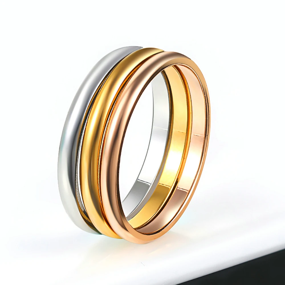 Двойные кольца для женщин из титановой стали, вечерние кольца из белого/розового золота/желтого/черного золота, модное кольцо, ювелирные изделия DFR830M