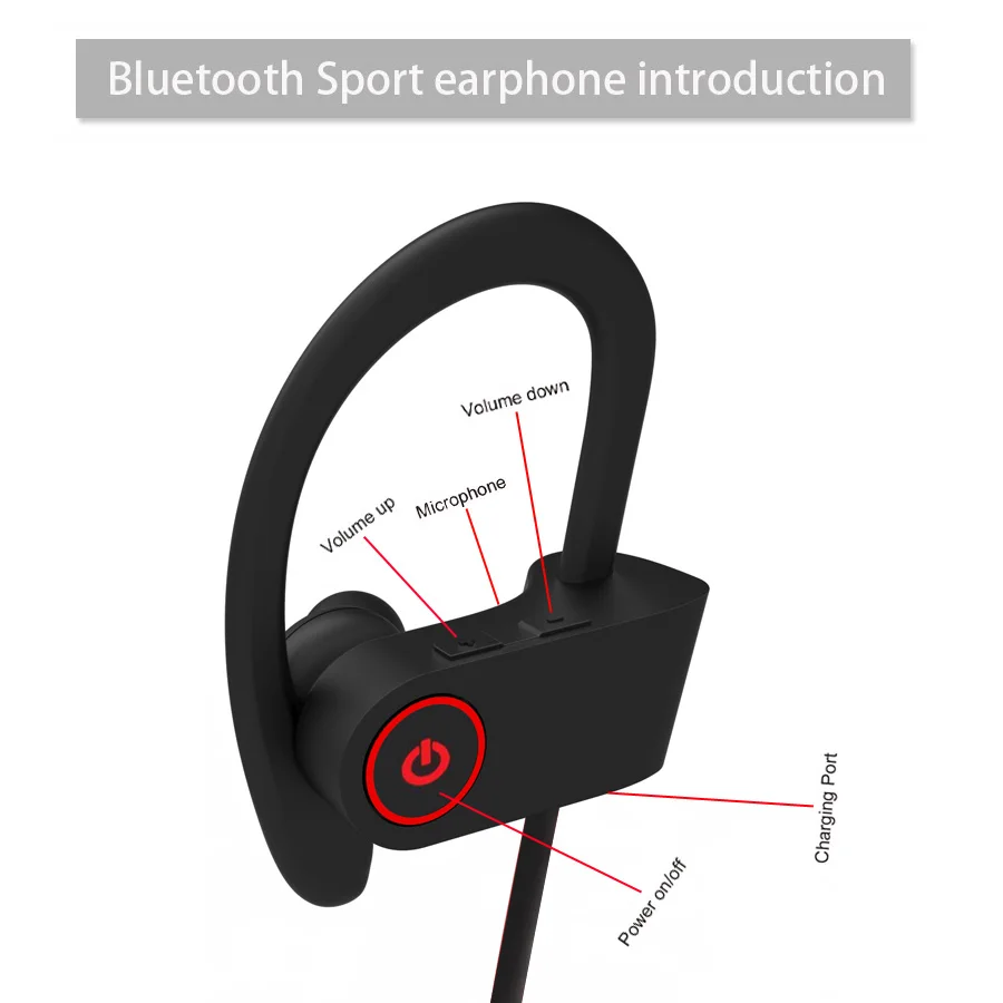 CBAOOO U8 Bluetooth Headphone Sport Wireless Bluetooth Earphone Bass Blutooth Headset Stereo IPX4 Waterproof with mic for phone