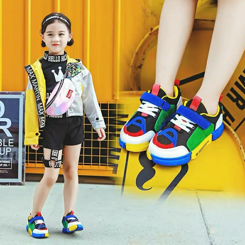 الخريف الربيع إلكتروني الملونة تنفس شبكة الطفل الفتيات رياضية الفتيان أحذية ناعمة الاطفال العلامة التجارية أحذية تزلج طفل فتاة أحذية رياضي...
