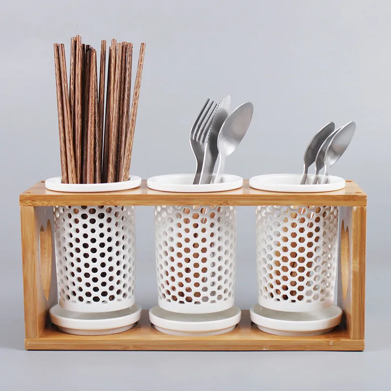 

NEWYEARNEW Ceramic Cutlery Basket Storage Basket Chopsticks Restaurant Basket Kitchen Tools Holder Storage Box Wedding Gifts