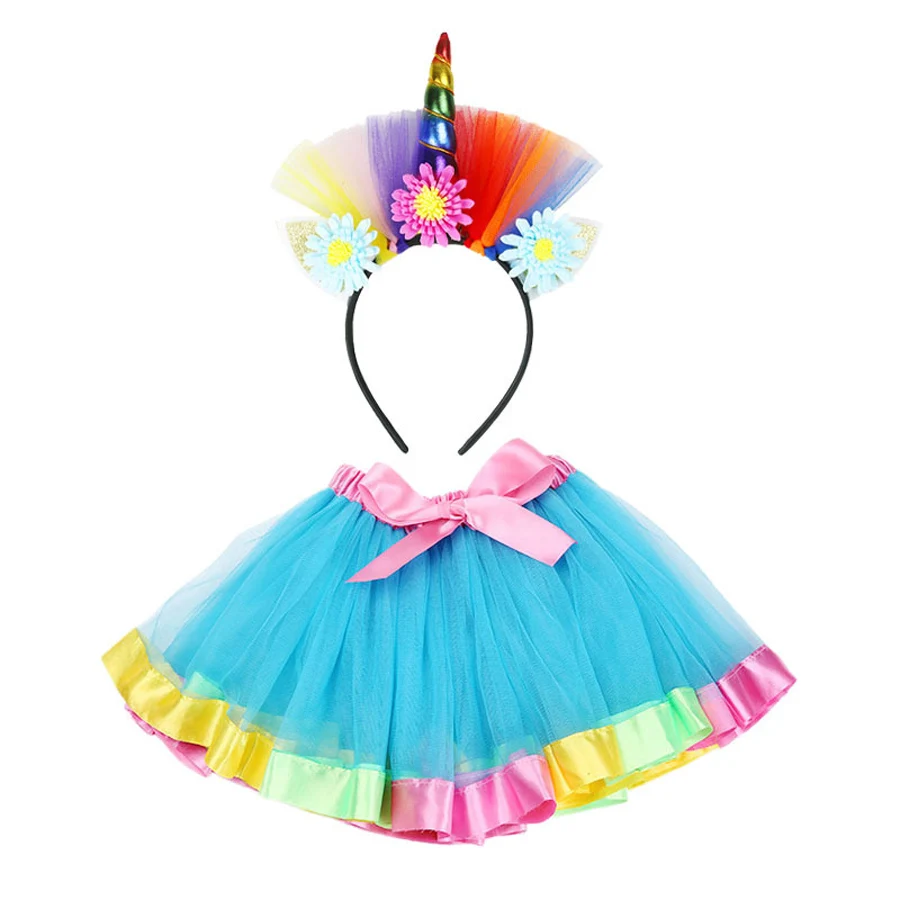 Ins/популярная детская юбка с единорогами, радужные детские короткие юбки, летняя одежда для маленьких девочек, вечерние платья принцессы для выступлений, От 0 до 6 лет - Цвет: Color 4