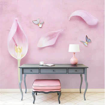 

beibehang 3D muralLiterary sweet beautiful floral butterfly modern sofa background wall wallpapers for living room wall paper 3d