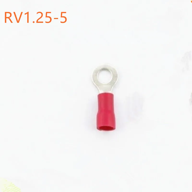 

100pcs RV1.25-5 Red Insulated Crimp Ring Terminal Cable Wire Connector RV1-5 RV