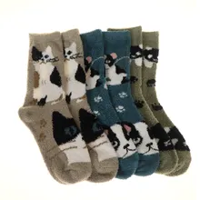 Модные коралловые бархатный носок с рисунком животных; женские повседневные носки; женские мягкие дышащие теплые носки; сезон осень-зима