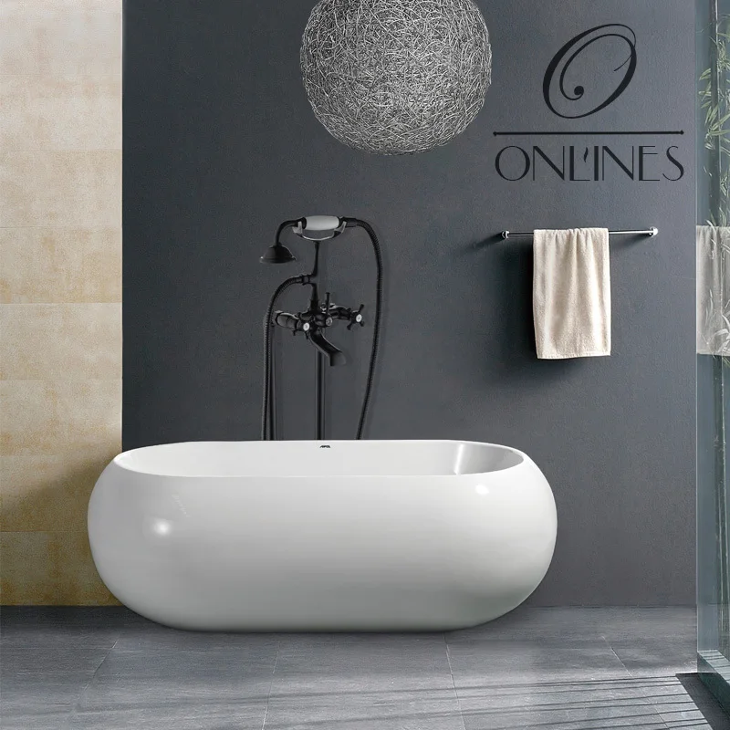 German online European antique copper full floor-shower ceramic handle bathtub faucet shower