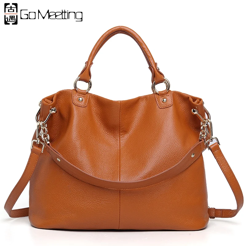 

Go Meetting Brand Genuine Leather Women Handbag Fashionable Cowhide Shoulder Messenger Totes Crossbody Bags Ladies WS39