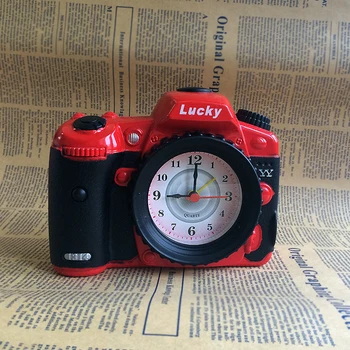 

Popular Fashion Hot Creative camera Pattern Alarm Clock Desk Clock Creative Home Birthday Gift Cool lucky Clock New red color Fa