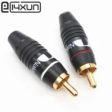 EClyxun 10 шт. латунь Nakamichi RCA штекер Jack аудио кабель припой Позолоченный разъем Черный для 6 мм кабель