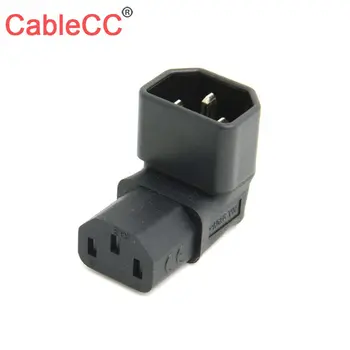 

10pcs/lot CY IEC Male C14 to Down Right Angled 90 Degrdd IEC Female C13 Power Extension Adapter