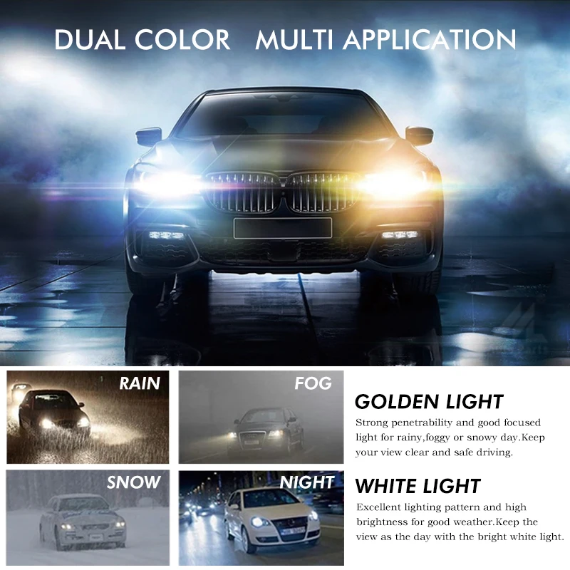 Xenplus 2шт H7 led H4 H11 HB3 HB4 9004 фара CSP двойной цвет 8000лм 12В Автомобильные фары