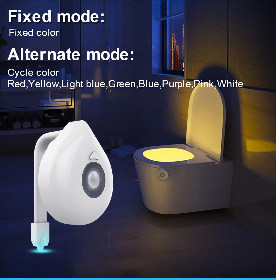 Светодиодный стульчак ночник движения Сенсор WC свет реальный 8 цветов сменная лампа с питанием от аккумуляторной батареи AAA Подсветка для