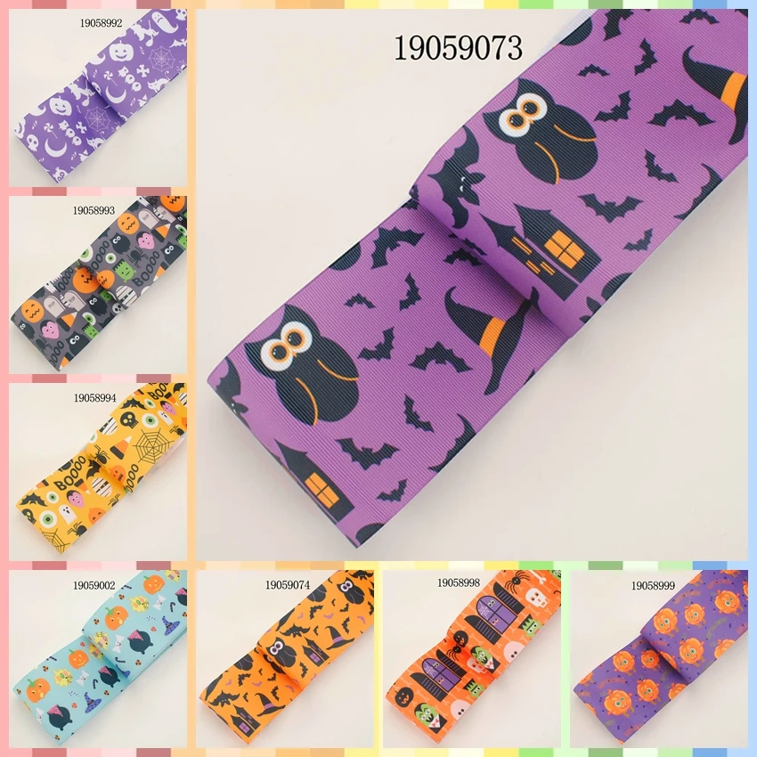 

10yards -different sizes -Halloween skulls pattern ribbon printed Grosgrain ribbon 19058993