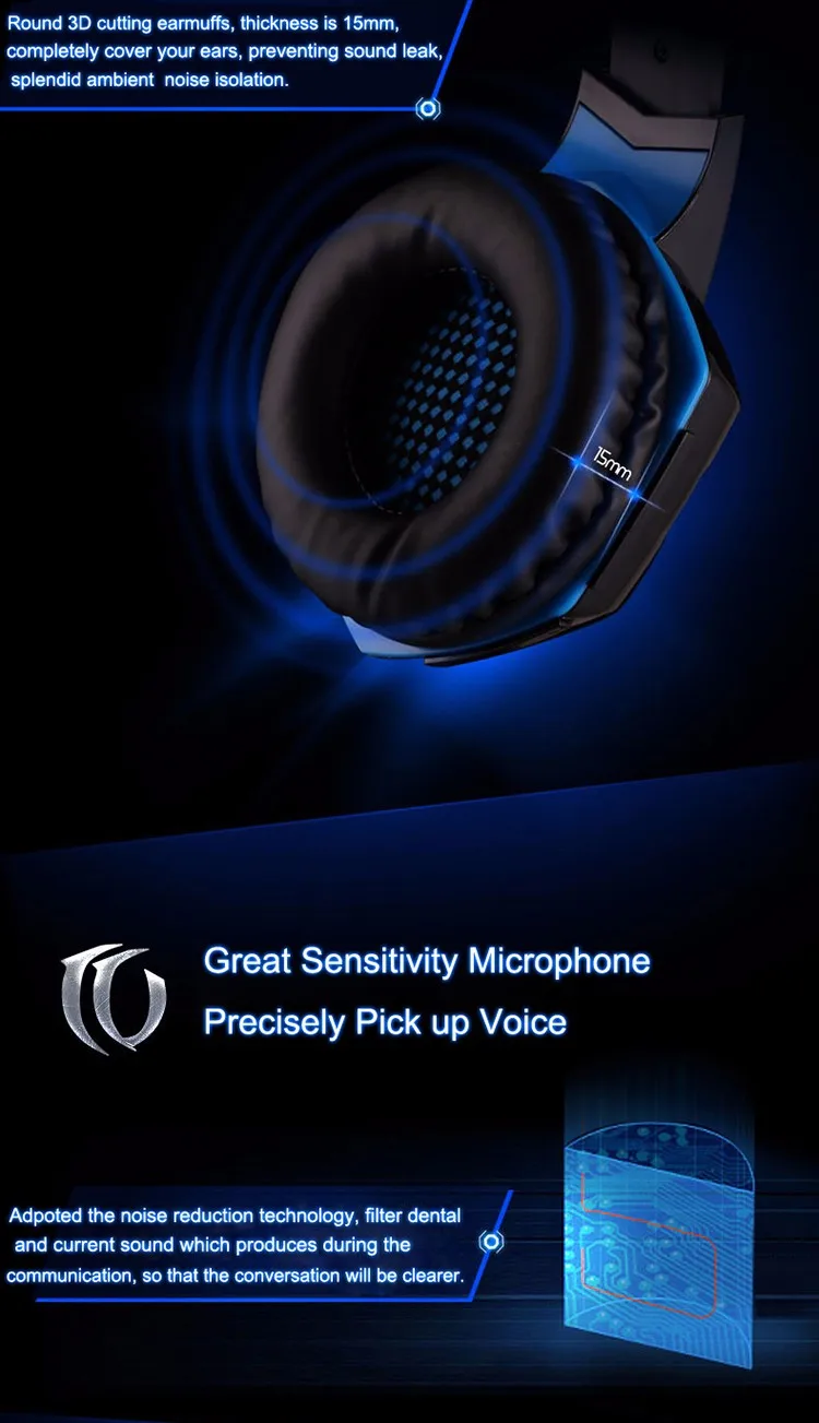 EACH G2000 Over-ear Gaming Headphone Headset Earphone With Mic Stereo Surrounded Bass LED Light For PC Game (33)