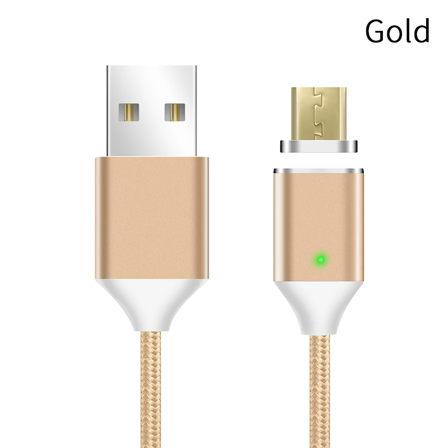 Магнитный кабель Нейлон Плетеный Магнит Micro USB кабель для быстрой зарядки передачи и синхронизации данных Зарядное устройство для подключения кабеля к кабелю для Xiaomi samsung Android - Цвет: Gold