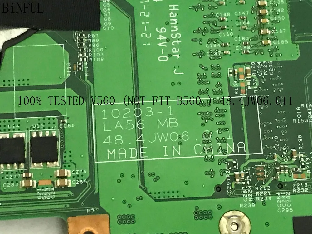 BiNFUL STOCK протестированный 10203 1 LA56 MB 48.4JW01. 011 MOTHEBOARD для ноутбука LENOVO V560 материнская