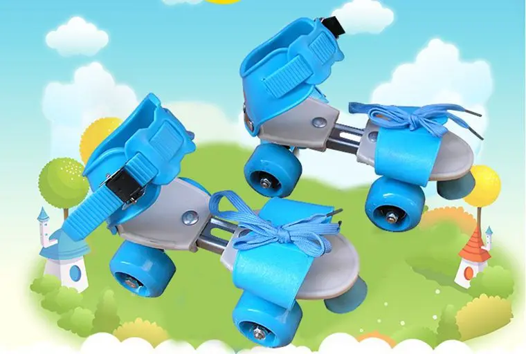 حار! الطفل الرول الزلاجات صف مزدوج 4 عجلة أحذية التزلج تعديل حجم انزلاق مضمنة الزلاجات الاطفال الهدايا ، شحن مجاني