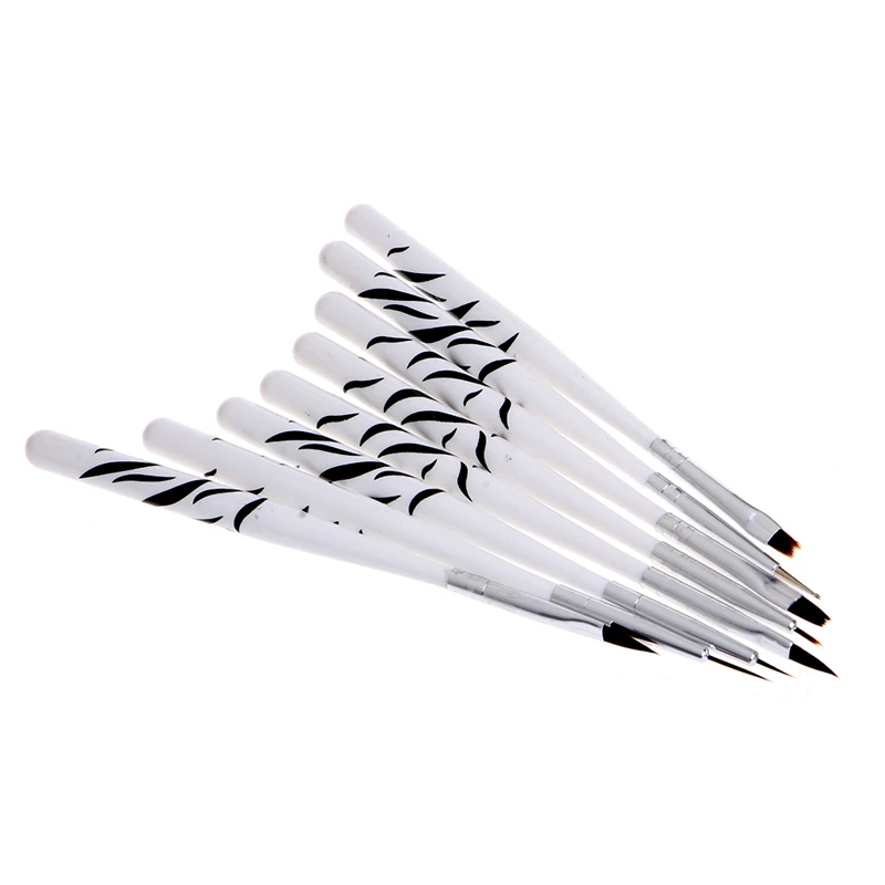 

Zebra Nail Brush Set UV Gel Drawing Painting Polish Pens Tips Art Design Salon Tools Equipment 8Pcs Wood New White+Black