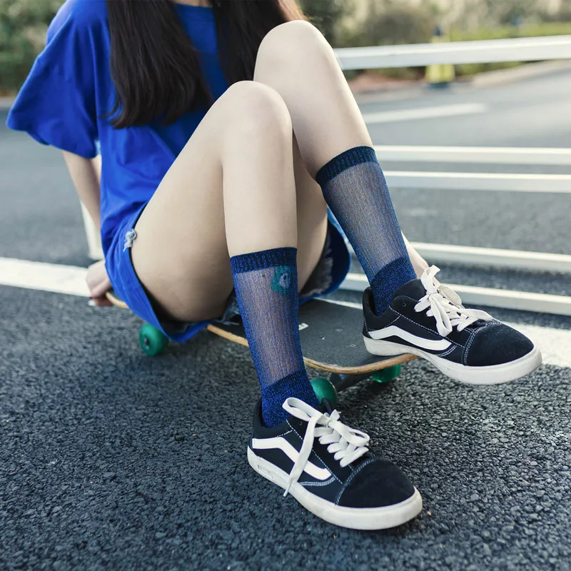 

Bling Socks Women Fashion Candy Color Solid Socks Bright Color Sock 1pair