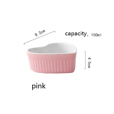 1 шт KINGLANG японский стиль керамическая в форме сердца суфле пудинг миска для выпечки маленькая миска для закусок посуда - Цвет: pink