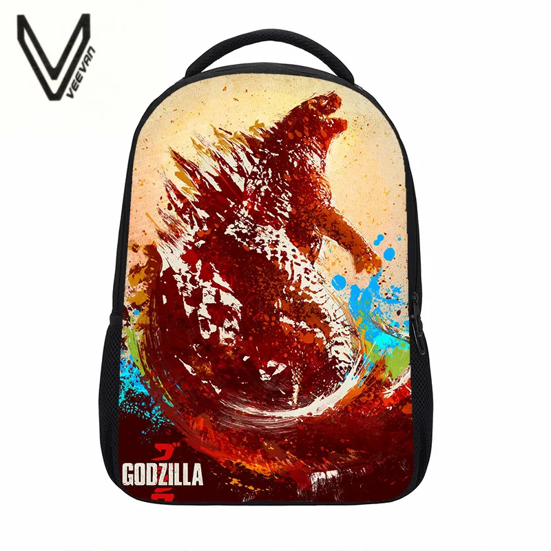 VEEVANV 3D Printing Science Fiction Monster Godzilla Series of Casual Fashion Style Backpack PU A Wonderful Gift To The Students