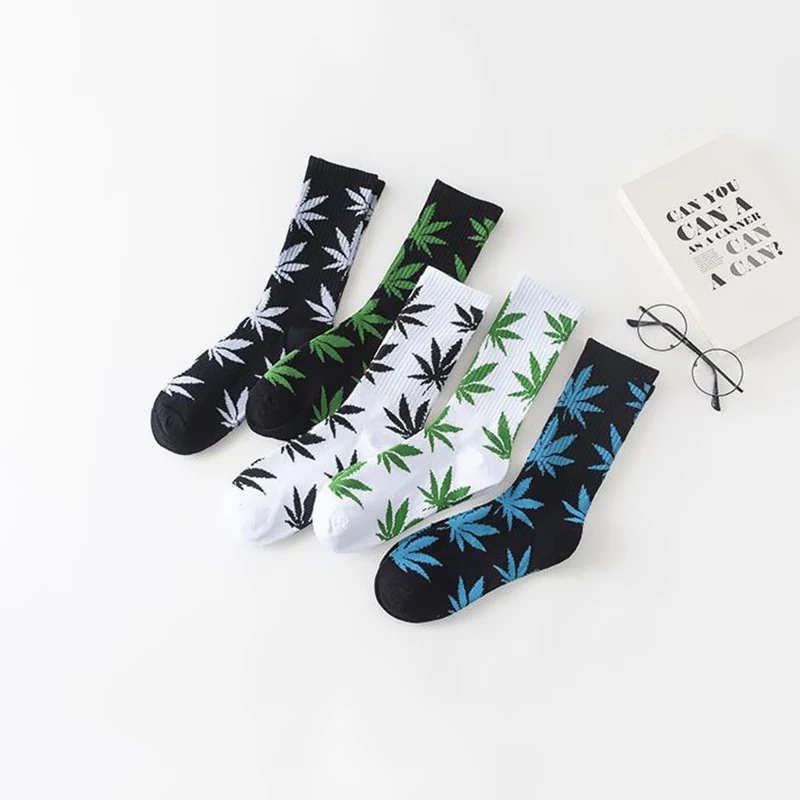 1 pair Men's Fashion Business Weed Hemp Cotton Socks Street Fashion Skateboard Couple Girls Harajuku Trend Socks Give Men a Gift