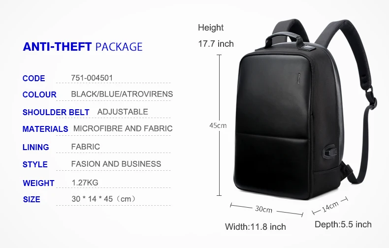 BOPAI рюкзак для ноутбука с защитой от кражи, USB зарядка, мужской кожаный рюкзак для путешествий, водонепроницаемый рюкзак для мужчин, школьная сумка для женщин, mochila escolar