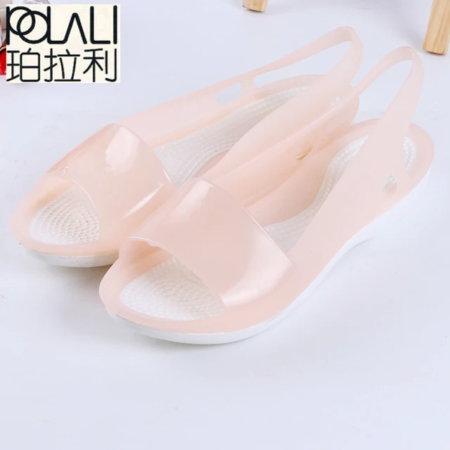 crocs peep toe flats