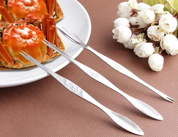 

Seafood Tool Stainless Steel Lobster Crab Fork Spoons Handy Helper Nutcracker Multifunctional Creative Fruit Fork W9099