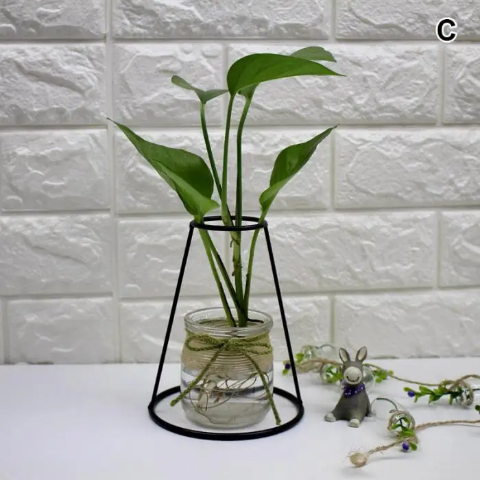 1 шт. металлическая железная ваза DIY рамка черная Геометрическая рамка искусственный цветок ваза TN99