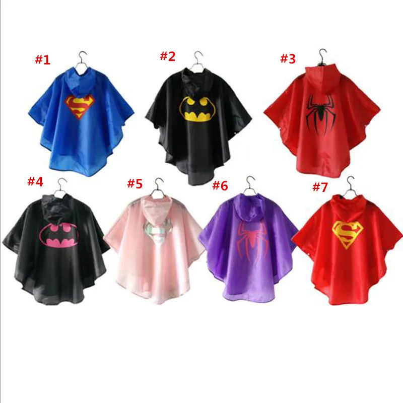 

10pcs/lot Kids Superhero Raincoat Spiderman/Batman/Superman Boys and Girls Camping Outdoors Waterproof Raincoat