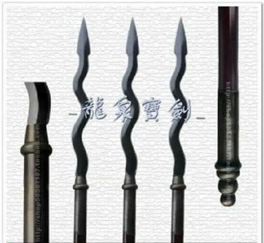 

S0611 GRAY BLADE SHINY WHITE EDGE SNAKE TRIANGLE HEAD SWORD SPEAR POLE ARM 79"