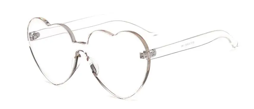 Солнцезащитные очки без оправы в форме сердца для женщин, брендовые дизайнерские солнцезащитные очки, негабаритные женские очки ярких цветов - Цвет линз: C8