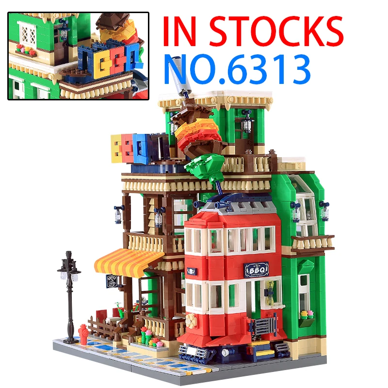 LEGOing City BBQ Restaurant Street View Creator Model 1922pcs Building Blocks Toys For Children Gifts LEGOing Creator City