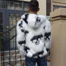 Новое поступление зимние мужские черепа Шубы из искусственного лисьего меха мужские с капюшоном повседневные размера плюс меховые куртки XXXL W831