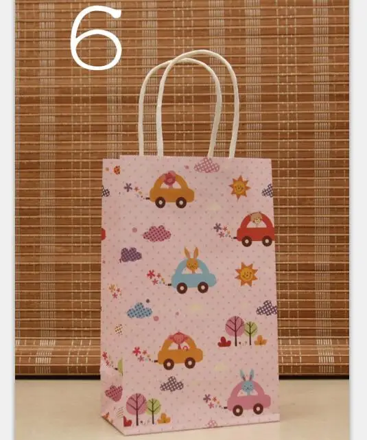 

40PCS/lot NEW cartoon car kraft paper bag with handles 21*13*8cm/ Children's day Festival gift bags/ baby birthday Paper bags