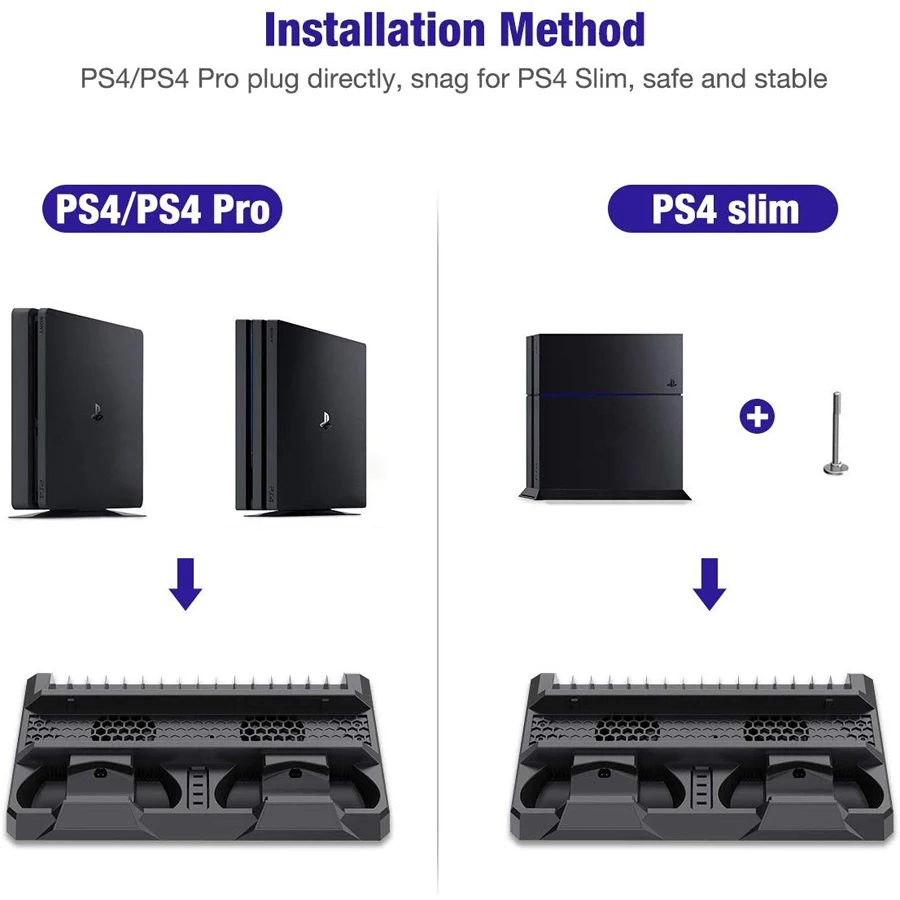 PS4/Pro/Slim консоль подставка охлаждающий вентилятор контроллер зарядное устройство зарядная док-станция игровая станция для хранения 4 шт. 4 аксессуары