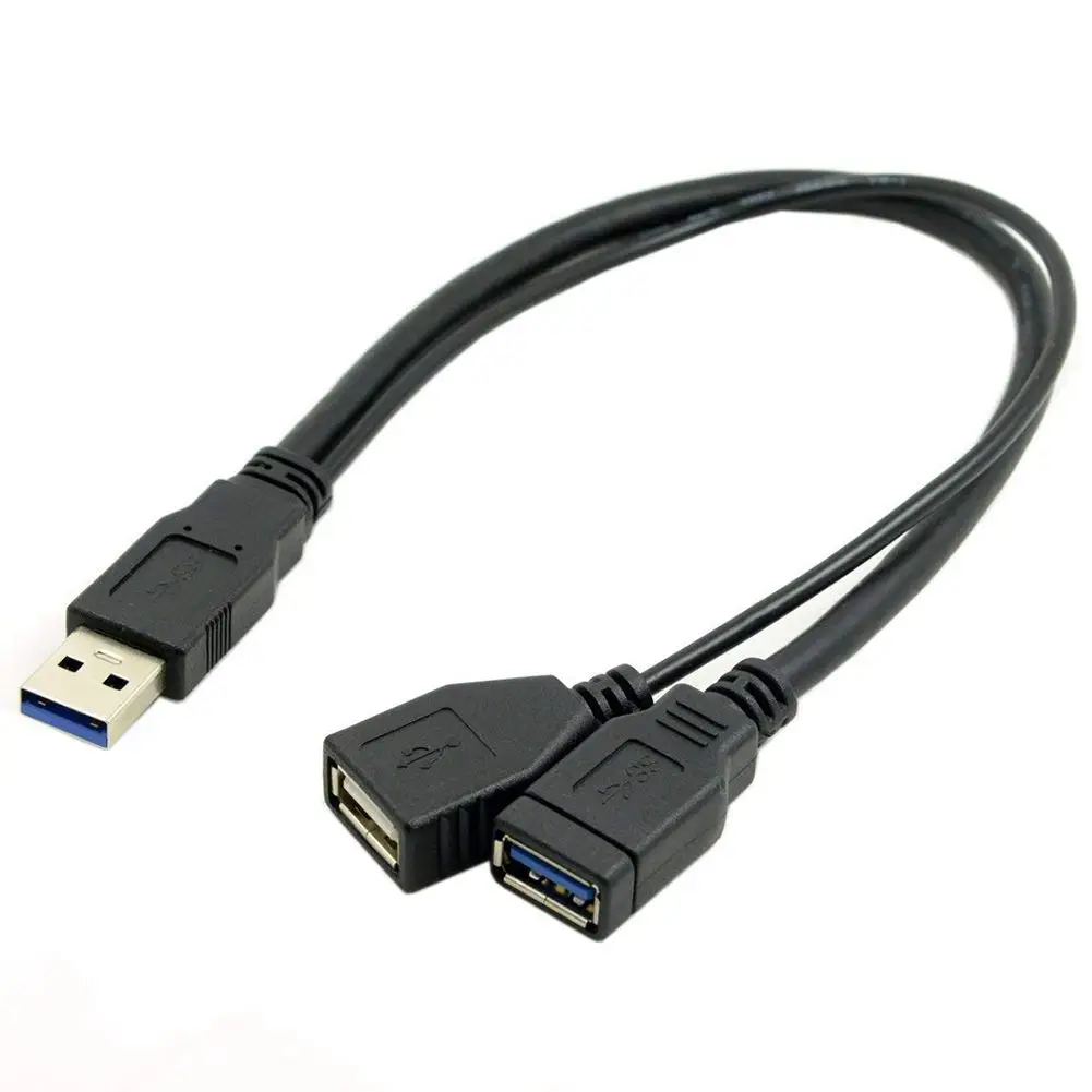 USB 3,0 Женский двойной USB Мужской дополнительный кабель для передачи данных Y для 2,5 дюймового мобильного жесткого диска