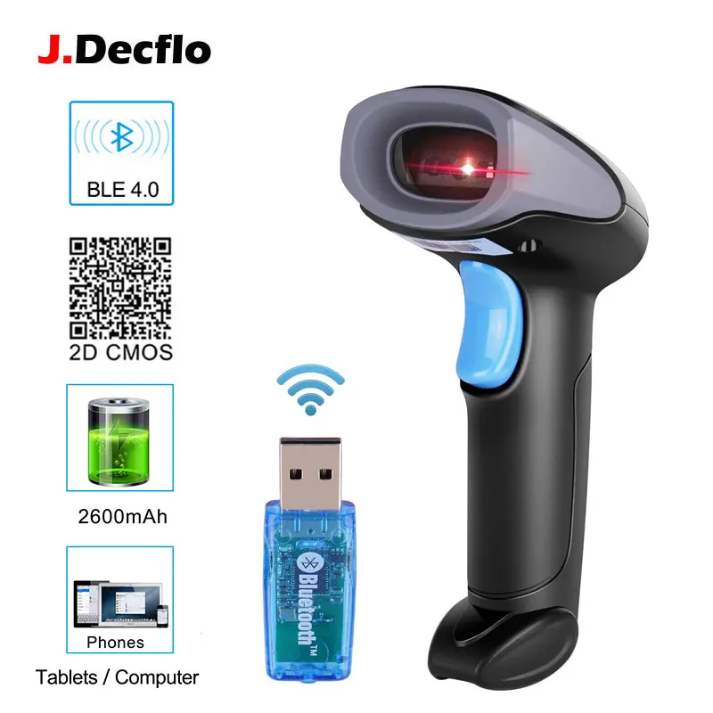 

NT800 Handheld Wireless Wired 2 in 1 Bluetooth 4.0/USB Barcode Scanner 1D Laser Bar Code Reader with Automatic Continuous