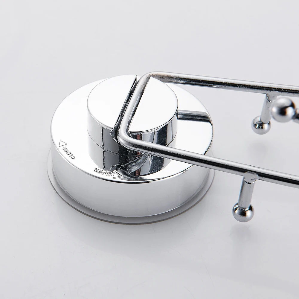 Double Hook Strong Vacuum Suction Cup Hanger Silver Bathroom Accessories