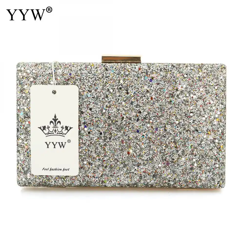 silver shimmer clutch bag